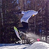 Snow boarder jumping